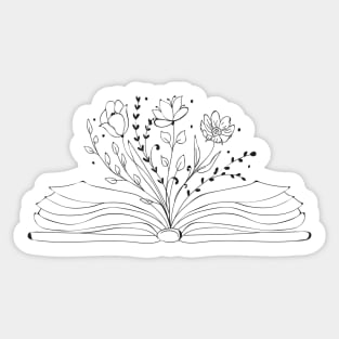 Flower Book, I love reading, Reading, Library, Book worm, Read books, Fantasy reading, Book lover Sticker